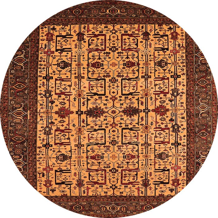 Round Oriental Orange Industrial Rug, urb2846org