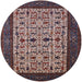 Round Mid-Century Modern Purple Lily Purple Oriental Rug, urb2846