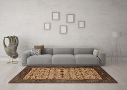 Machine Washable Oriental Brown Industrial Rug in a Living Room,, wshurb2846brn