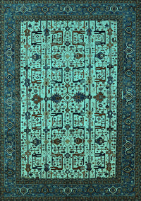 Oriental Turquoise Industrial Rug, urb2846turq