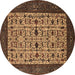 Round Oriental Brown Industrial Rug, urb2846brn