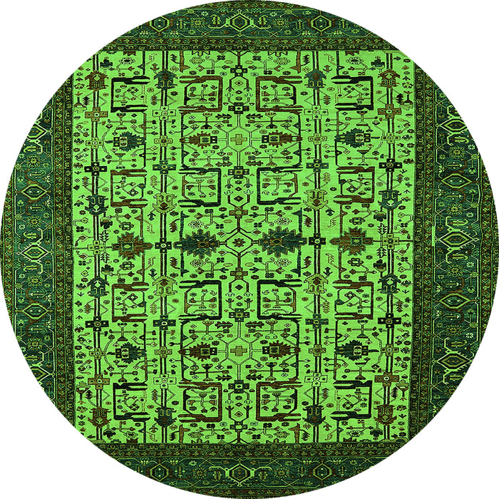 Round Oriental Green Industrial Rug, urb2846grn