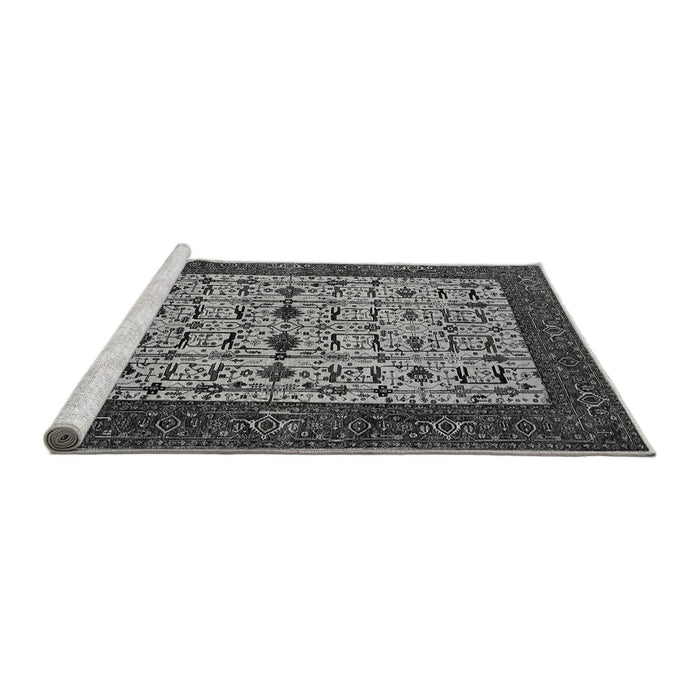 Sideview of Machine Washable Oriental Gray Industrial Rug, wshurb2846gry