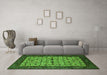 Machine Washable Oriental Green Industrial Area Rugs in a Living Room,, wshurb2846grn