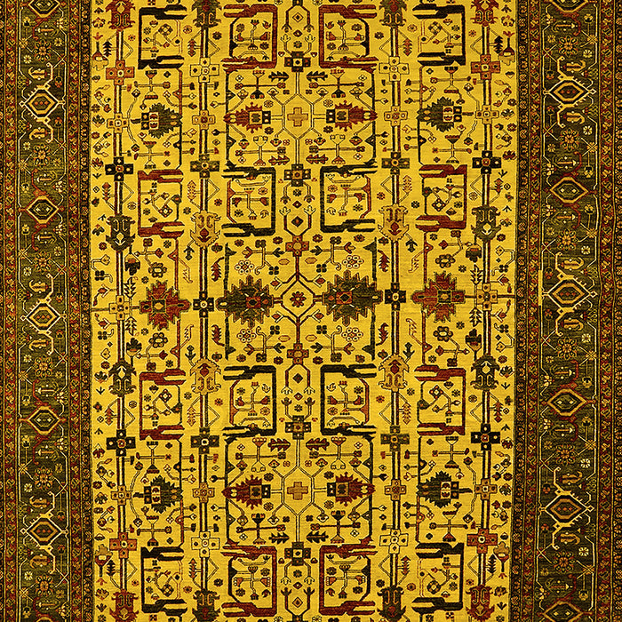 Machine Washable Oriental Yellow Industrial Rug, wshurb2846yw