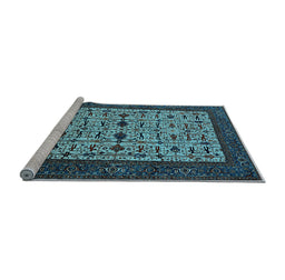 Sideview of Machine Washable Oriental Light Blue Industrial Rug, wshurb2846lblu