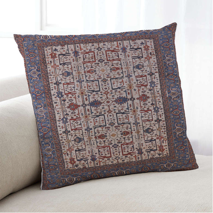 Lifestyle Image of Mid-Century Modern Urban Square Purple Lily Purple Throw Pillow, 18 inch by 18 inch, pwurb2846