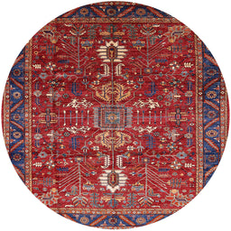 Round Mid-Century Modern Rose Purple Oriental Rug, urb2847