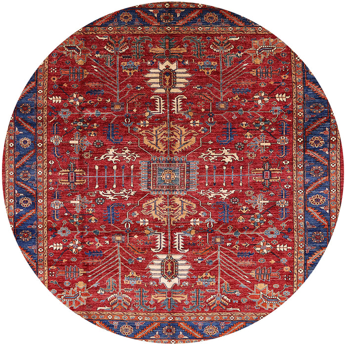 Round Mid-Century Modern Rose Purple Oriental Rug, urb2847