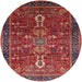 Round Mid-Century Modern Rose Purple Oriental Rug, urb2847