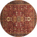 Round Machine Washable Oriental Brown Industrial Rug, wshurb2847brn