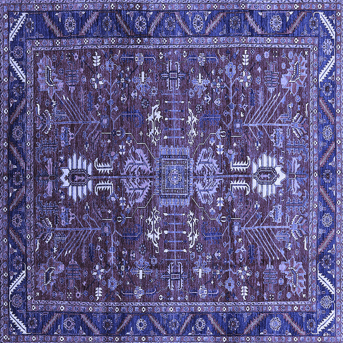 Square Machine Washable Oriental Blue Industrial Rug, wshurb2847blu
