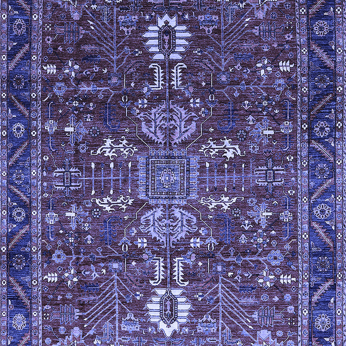 Machine Washable Oriental Blue Industrial Rug, wshurb2847blu