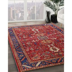 Mid-Century Modern Rose Purple Oriental Rug in Family Room, urb2847