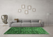 Machine Washable Oriental Emerald Green Industrial Area Rugs in a Living Room,, wshurb2847emgrn
