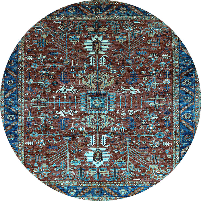 Round Oriental Light Blue Industrial Rug, urb2847lblu