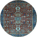 Round Oriental Light Blue Industrial Rug, urb2847lblu