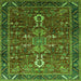 Square Machine Washable Oriental Green Industrial Area Rugs, wshurb2847grn