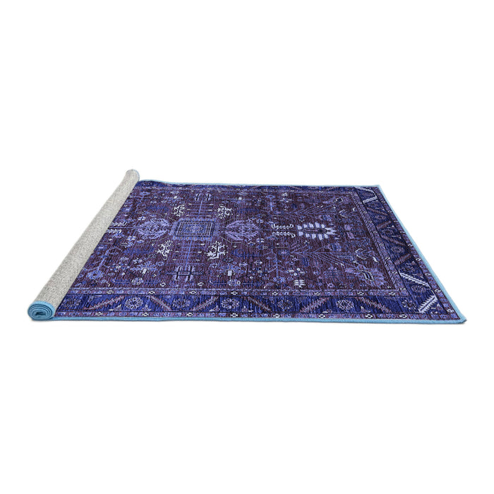 Sideview of Machine Washable Oriental Blue Industrial Rug, wshurb2847blu