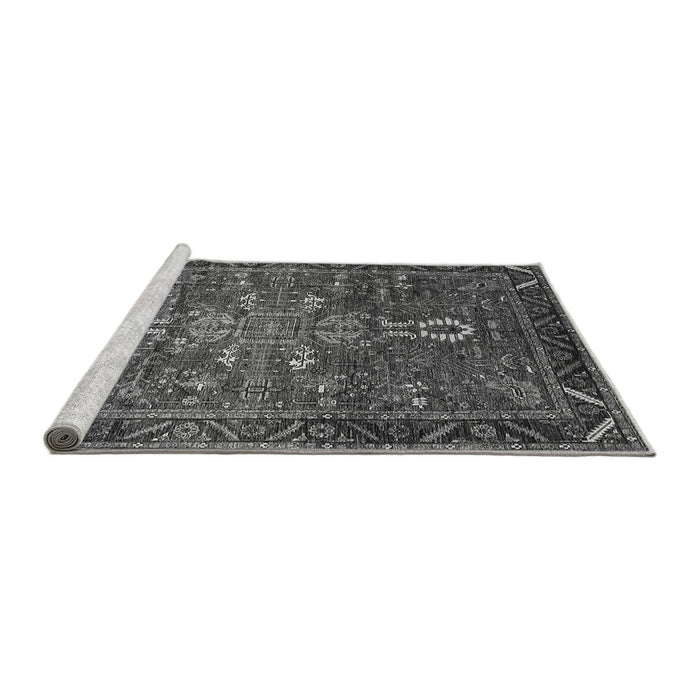 Sideview of Machine Washable Oriental Gray Industrial Rug, wshurb2847gry