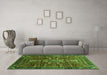 Machine Washable Oriental Green Industrial Area Rugs in a Living Room,, wshurb2847grn