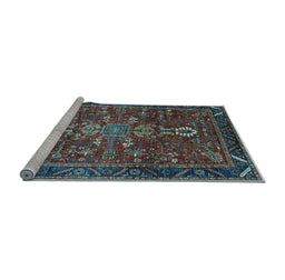 Sideview of Machine Washable Oriental Light Blue Industrial Rug, wshurb2847lblu