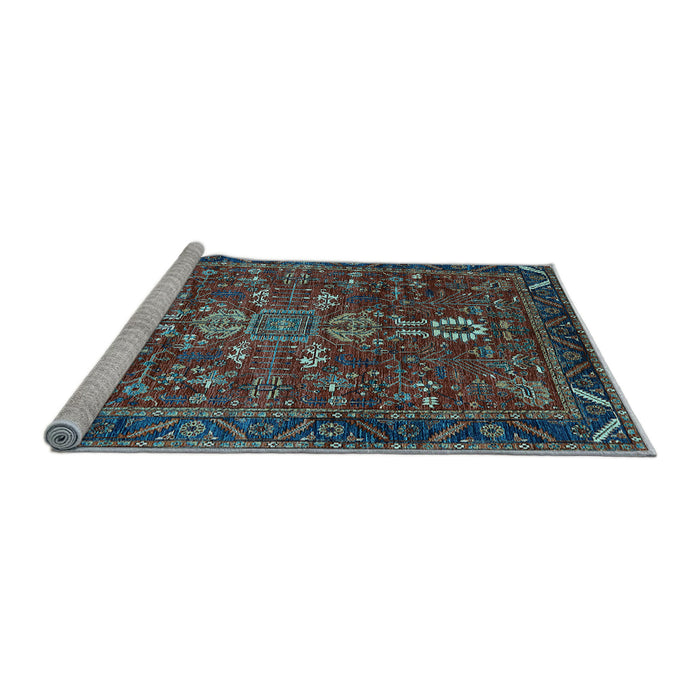 Sideview of Machine Washable Oriental Light Blue Industrial Rug, wshurb2847lblu