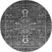 Round Oriental Gray Industrial Rug, urb2847gry