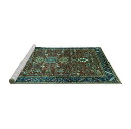 Sideview of Machine Washable Oriental Turquoise Industrial Area Rugs, wshurb2847turq