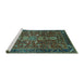 Sideview of Machine Washable Oriental Turquoise Industrial Area Rugs, wshurb2847turq