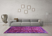 Machine Washable Oriental Purple Industrial Rug, wshurb2847pur