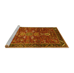 Sideview of Machine Washable Oriental Yellow Industrial Rug, wshurb2847yw