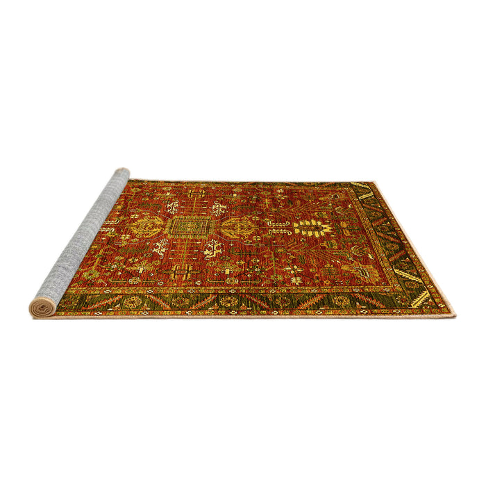 Sideview of Machine Washable Oriental Yellow Industrial Rug, wshurb2847yw