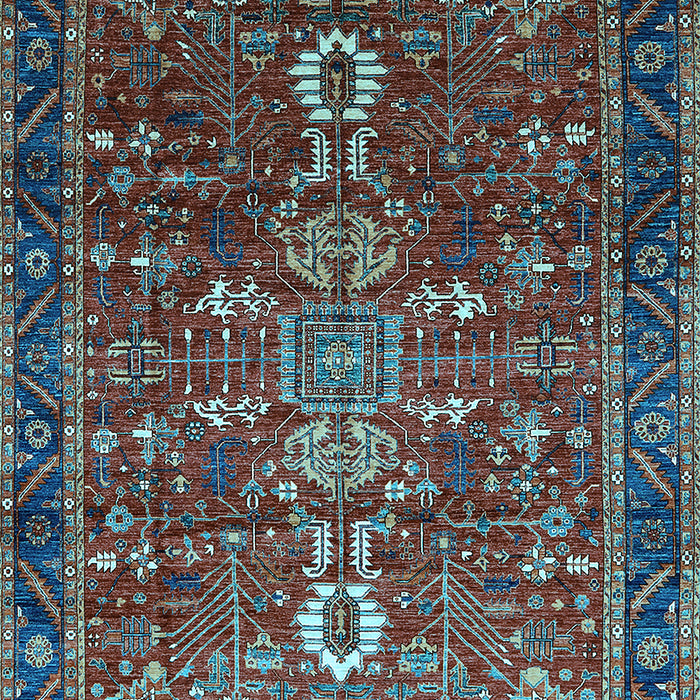 Machine Washable Oriental Light Blue Industrial Rug, wshurb2847lblu