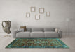 Machine Washable Oriental Turquoise Industrial Area Rugs in a Living Room,, wshurb2847turq