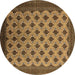 Round Machine Washable Oriental Brown Industrial Rug, wshurb2848brn