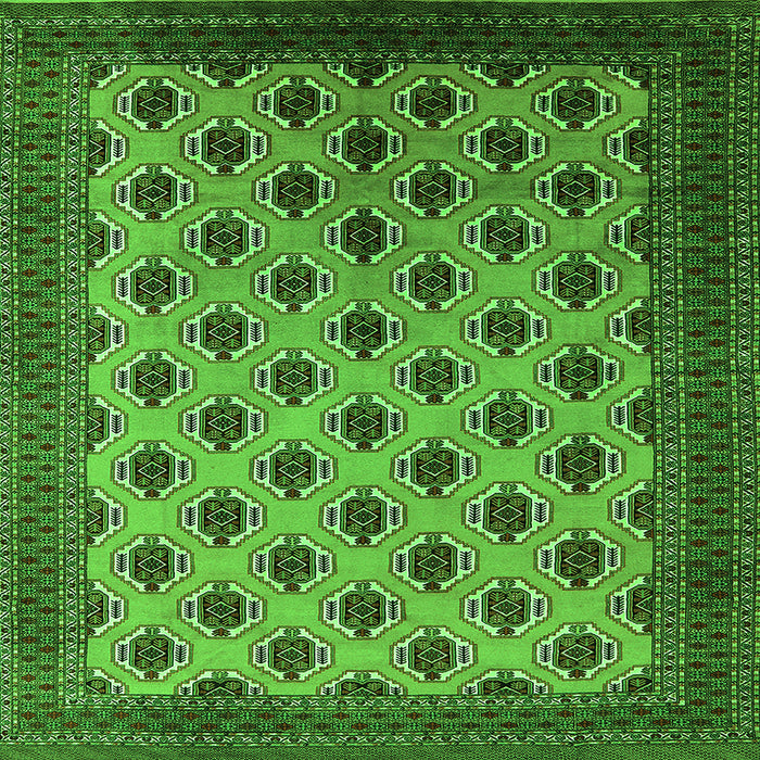 Square Machine Washable Oriental Green Industrial Area Rugs, wshurb2848grn