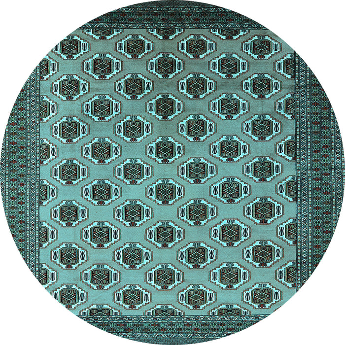 Round Machine Washable Oriental Light Blue Industrial Rug, wshurb2848lblu