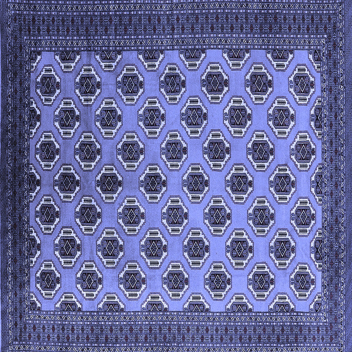 Square Machine Washable Oriental Blue Industrial Rug, wshurb2848blu