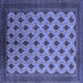 Square Machine Washable Oriental Blue Industrial Rug, wshurb2848blu