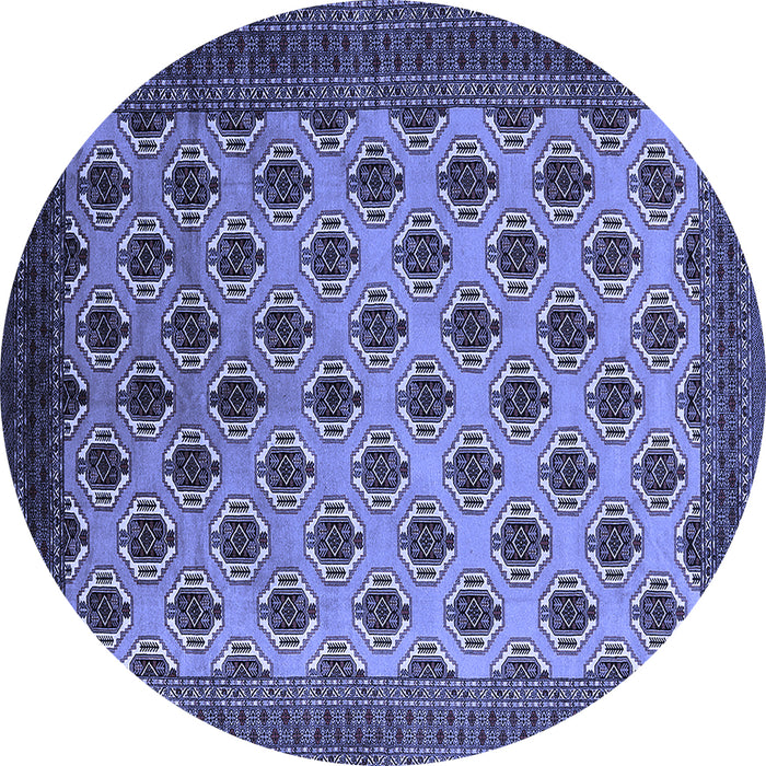 Round Machine Washable Oriental Blue Industrial Rug, wshurb2848blu