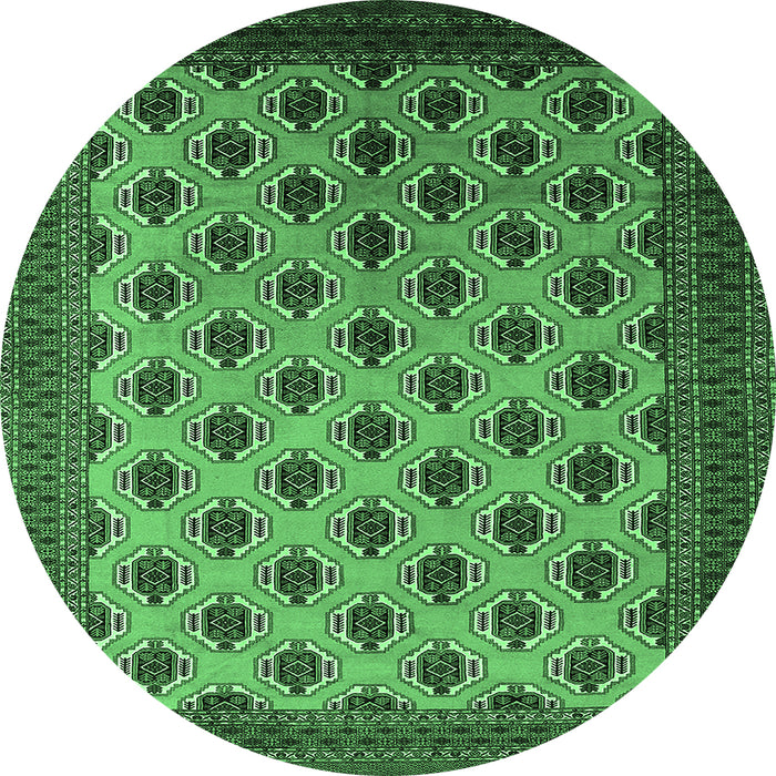 Round Machine Washable Oriental Emerald Green Industrial Area Rugs, wshurb2848emgrn