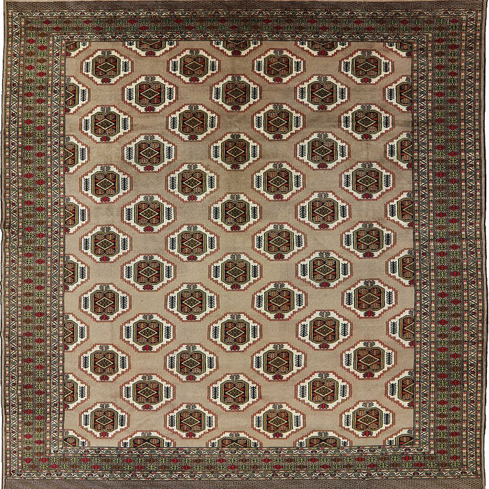 Square Mid-Century Modern Bakers Brown Oriental Rug, urb2848