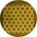 Round Oriental Yellow Industrial Rug, urb2848yw