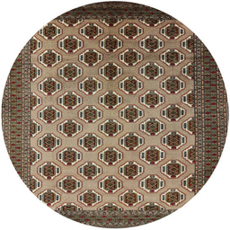 Round Mid-Century Modern Bakers Brown Oriental Rug, urb2848