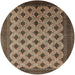 Round Mid-Century Modern Bakers Brown Oriental Rug, urb2848