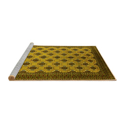 Sideview of Machine Washable Oriental Yellow Industrial Rug, wshurb2848yw