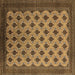 Square Machine Washable Oriental Brown Industrial Rug, wshurb2848brn