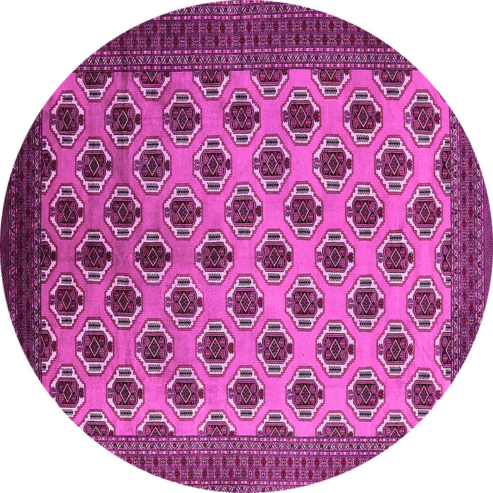 Round Machine Washable Oriental Pink Industrial Rug, wshurb2848pnk