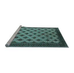 Sideview of Machine Washable Oriental Light Blue Industrial Rug, wshurb2848lblu